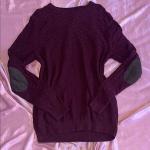 Windsor Plum Sweater with Black Elbow Patches